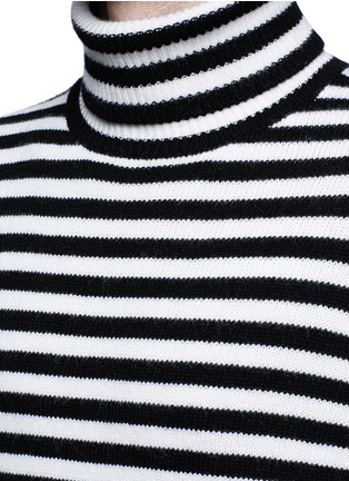 Detail View - Click To Enlarge - MONCLER - Stripe virgin wool turtleneck sweater