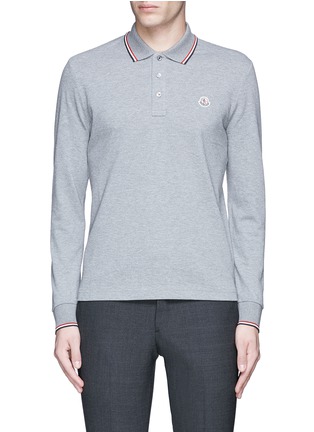 Main View - Click To Enlarge - MONCLER - Long sleeve cotton piqué polo shirt