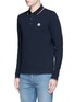 Front View - Click To Enlarge - MONCLER - Long sleeve cotton piqué polo shirt