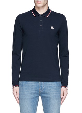 Main View - Click To Enlarge - MONCLER - Long sleeve cotton piqué polo shirt
