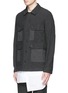 Front View - Click To Enlarge - COMME DES GARÇONS HOMME - Stripe garment dyed cotton blend field jacket