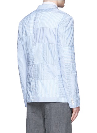 Back View - Click To Enlarge - COMME DES GARÇONS HOMME - Stripe patchwork soft cotton blazer
