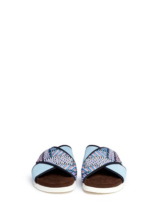 Front View - Click To Enlarge - MSGM - Beaded suede slide sandals