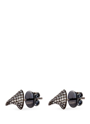 Main View - Click To Enlarge - LYNN BAN - 'Pave Thorn' diamond rhodium silver stud earrings