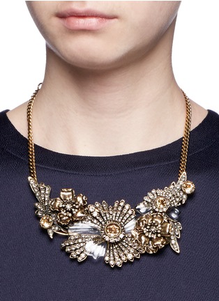 Figure View - Click To Enlarge - ALEXANDER MCQUEEN - Swarovski crystal floral statement necklace