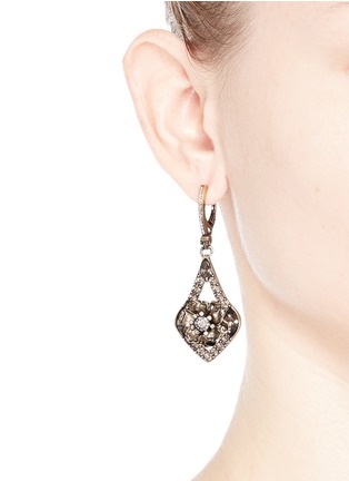 Figure View - Click To Enlarge - ALEXANDER MCQUEEN - Flower crystal teardrop earrings