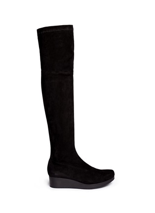 Main View - Click To Enlarge - CLERGERIE - 'Natuj' stretch suede wedge thigh high boots