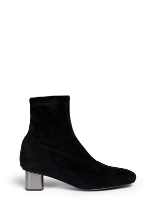 Main View - Click To Enlarge - CLERGERIE - Metal heel stretch suede ankle boots