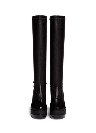 Figure View - Click To Enlarge - CLERGERIE - 'Sostij' stretch leather wedge knee high boots