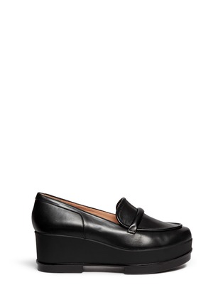 Main View - Click To Enlarge - CLERGERIE - 'Yokolej' leather wedge platform loafers