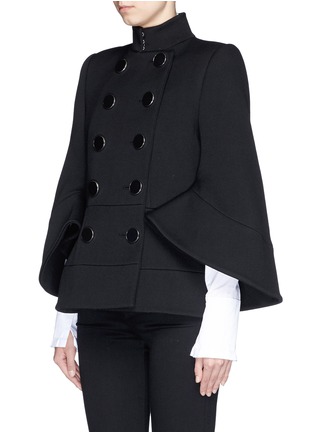 Front View - Click To Enlarge - ALEXANDER MCQUEEN - Petal sleeve double breasted wool twill jacket
