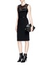 Figure View - Click To Enlarge - ALEXANDER MCQUEEN - Satin harness tulle wool blend dress
