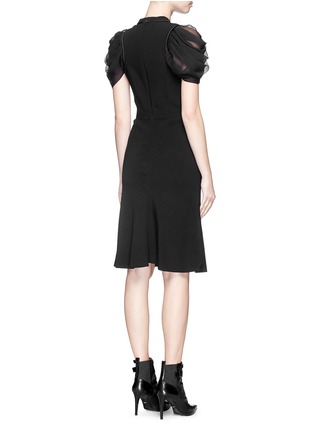 Back View - Click To Enlarge - ALEXANDER MCQUEEN - Ruched silk crepon sleeve dress