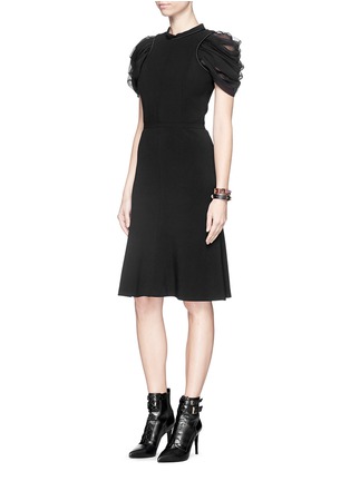 Figure View - Click To Enlarge - ALEXANDER MCQUEEN - Ruched silk crepon sleeve dress