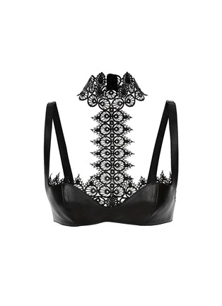 Main View - Click To Enlarge - ALEXANDER MCQUEEN - Leather lace harness satin bra