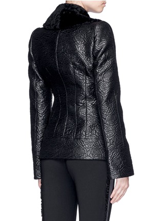 Back View - Click To Enlarge - ALEXANDER MCQUEEN - Shearling collar embossed rose jacquard jacket