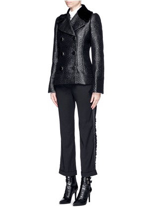 Figure View - Click To Enlarge - ALEXANDER MCQUEEN - Shearling collar embossed rose jacquard jacket