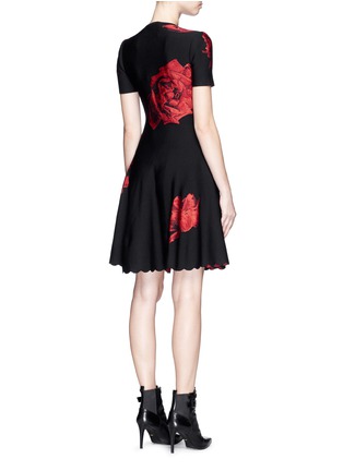 Back View - Click To Enlarge - ALEXANDER MCQUEEN - Rose jacquard knit flare dress