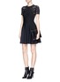 Figure View - Click To Enlarge - ALEXANDER MCQUEEN - Cutout rose jacquard knit flare dress