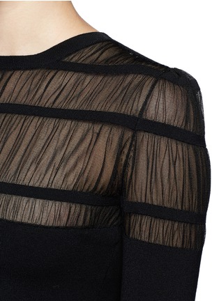 Detail View - Click To Enlarge - ALEXANDER MCQUEEN - Sheer ruched stripe knit dress