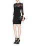 Figure View - Click To Enlarge - ALEXANDER MCQUEEN - Sheer ruched stripe knit dress