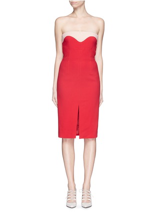 Main View - Click To Enlarge - ALEXANDER MCQUEEN - Grid seam bodice slit front crepe dress