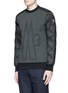 Front View - Click To Enlarge - MONCLER - Quilted down sleeve logo sweatshirt