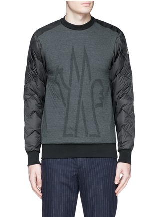 Main View - Click To Enlarge - MONCLER - Quilted down sleeve logo sweatshirt