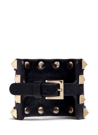 Back View - Click To Enlarge - VALENTINO GARAVANI - 'Rockstud' colourblock leather bracelet