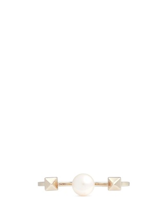 Detail View - Click To Enlarge - VALENTINO GARAVANI - 'Rockstud' pearl two finger ring