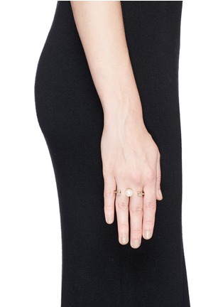 Figure View - Click To Enlarge - VALENTINO GARAVANI - 'Rockstud' pearl two finger ring