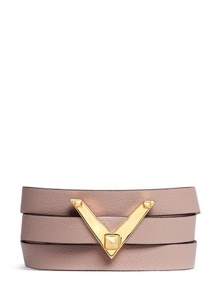 Main View - Click To Enlarge - VALENTINO GARAVANI - 'V' charm leather wrap bracelet