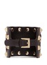 Back View - Click To Enlarge - VALENTINO GARAVANI - 'Rockstud' leopard print calf hair wide leather bracelet