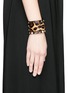 Figure View - Click To Enlarge - VALENTINO GARAVANI - 'Rockstud' leopard print calf hair wide leather bracelet