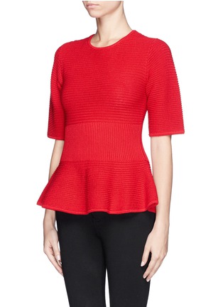 Front View - Click To Enlarge - ST. JOHN - Peplum textured knit top