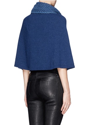 Back View - Click To Enlarge - ARMANI COLLEZIONI - Eyelet knit roll neck poncho