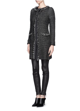 Figure View - Click To Enlarge - ARMANI COLLEZIONI - Diamond knit coat 