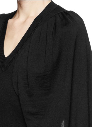 Detail View - Click To Enlarge - GIVENCHY - Open slit gigot sleeve wool sweater