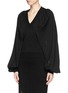 Front View - Click To Enlarge - GIVENCHY - Open slit gigot sleeve wool sweater