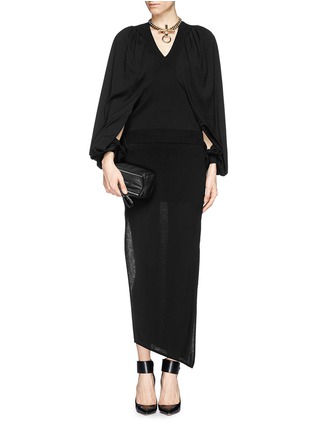 Figure View - Click To Enlarge - GIVENCHY - Open slit gigot sleeve wool sweater