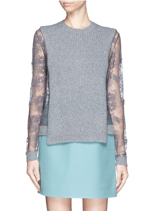 Main View - Click To Enlarge - VALENTINO GARAVANI - Lace sleeve sweater