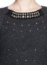 Detail View - Click To Enlarge - LANVIN - Perforated strass neck wool sweater