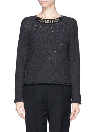Main View - Click To Enlarge - LANVIN - Perforated strass neck wool sweater