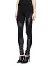 Front View - Click To Enlarge - GIVENCHY - Leather panel Milano knit skinny pants