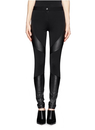 Main View - Click To Enlarge - GIVENCHY - Leather panel Milano knit skinny pants