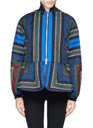  - SACAI - Double layer wool cardigan and quilted peplum jacket