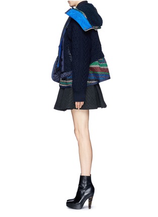 Figure View - Click To Enlarge - SACAI - Double layer wool cardigan and quilted peplum jacket