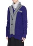 Front View - Click To Enlarge - SACAI - Peak lapel cable knit wool cardigan