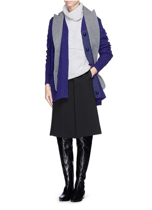 Figure View - Click To Enlarge - SACAI - Peak lapel cable knit wool cardigan