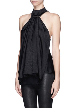 Front View - Click To Enlarge - JASON WU - Waterfall ruffle front high neck silk blouse